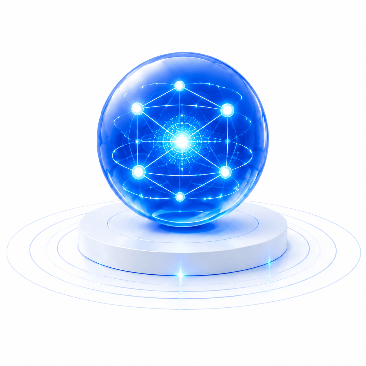 Esfera tecnol&oacute;gica conectando dados, intelig&ecirc;ncia e decis&otilde;es